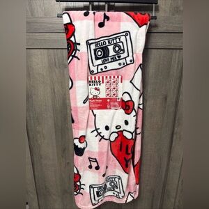 New Hello Kitty Love Mix Tape & Camera Pink Plush 50"x70" Throw Blanket With Tag